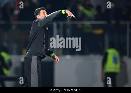 Frosinone, 16 février 2022 Stade Benito Stirpe football italien série B BKT 2021-2022 Match Frosinone Calcio vs Como 1907 23th jour de championnat en photo: L'entraîneur de Frosinone Calcio Fabio Grosso Banque D'Images