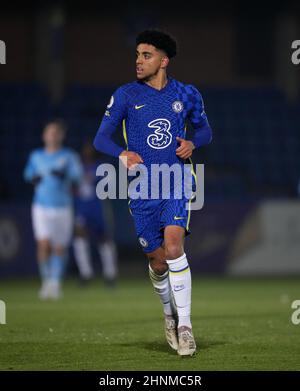 Kingston, Royaume-Uni. 24th janvier 2022. Joshua 'Josh' Brooking de Chelsea U23 lors du match Premier League 2 entre Chelsea U23 et Manchester City U23 au stade Kingsmeadow, Kingston, Angleterre, le 24 janvier 2022. Photo d'Andy Rowland. Crédit : Prime Media Images/Alamy Live News Banque D'Images