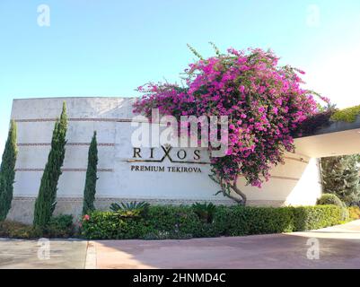 Tekirova, Turquie - Oktober 11, 2021: L'entrée principale de s Rixos Premium Tekirova Banque D'Images