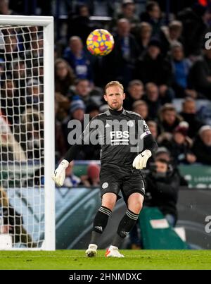 Leicester, Royaume-Uni. 19th janvier 2022. Le gardien de but Kasper Schmeichel de Leicester City lors du match de la Premier League entre Leicester City et Tottenham Hotspur au King Power Stadium, Leicester, Angleterre, le 19 janvier 2022. Photo d'Andy Rowland. Crédit : Prime Media Images/Alamy Live News Banque D'Images