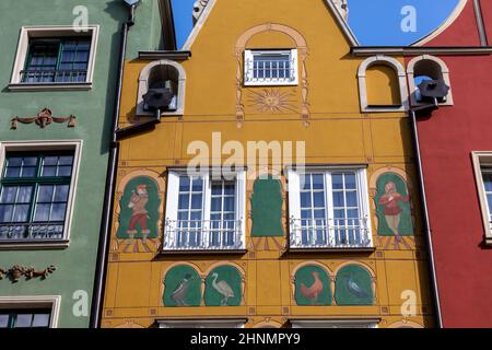 La façade de la maison patricienne restaurée de Gdańsk à long Lane Banque D'Images