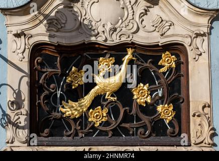 Oiseau métallique. Détail de l'architecture dans la vieille ville de Gdansk. Pologne Banque D'Images