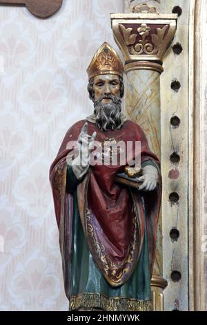 Saint Nicolas, statue sur l'autel de Saint Antoine de Padoue dans l'église de Saint Barbara à Carevdar, Croatie Banque D'Images