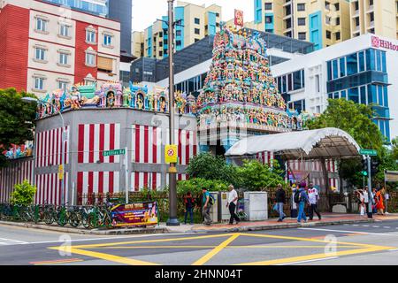 Temple hindou Sri Veeramakaliamman à Singapour. Banque D'Images