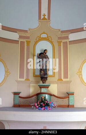 Saint Roch, statue de la chapelle Saint Roch dans l'église paroissiale de la Visitation de la Vierge Marie à Vinagora, Croatie Banque D'Images