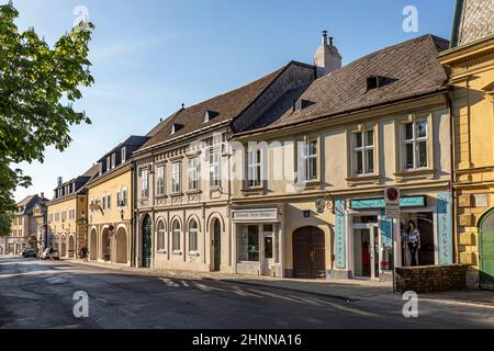 Vue sur le petit vieux village de Grinzing à Vienne, un endroit pour de bons vins locaux Banque D'Images