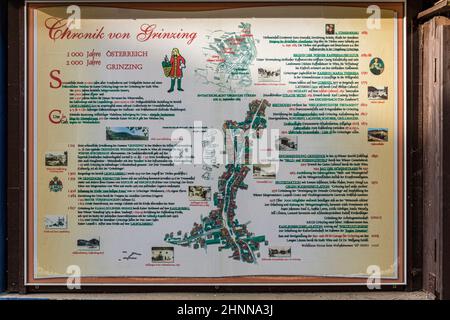 Carte de l'ancien village viticole de Grinzing avec attractions touristiques à Vienne, Grinzing, Autriche Banque D'Images