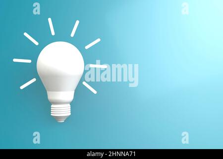 Ampoule à fond bleu. Concept créatif, rendu 3D Banque D'Images