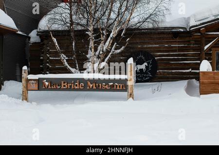 Panneau du Musée MacBride, Whitehorse, Yukon, Canada Banque D'Images