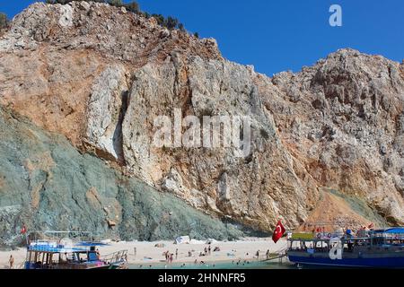 Antalya, Turquie - la visite en yacht à la Turquie Maldives à la célèbre mer bleue à Suluada Banque D'Images