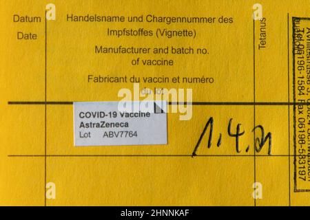 livre de vaccination allemand avec vaccination documentée par comirnagie Banque D'Images