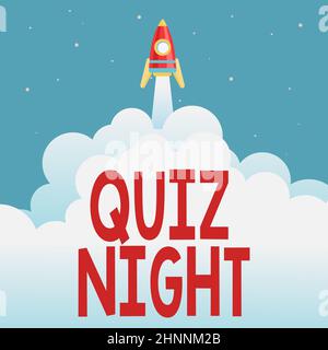 Exposition conceptuelle Quiz Night, Business concept Evening test Knowledge Competition entre individus Résumé atteindre le niveau supérieur, Rocket Science Pre Banque D'Images