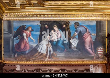 La chambre du grand conseil au Palais des Doges avec peinture Banque D'Images