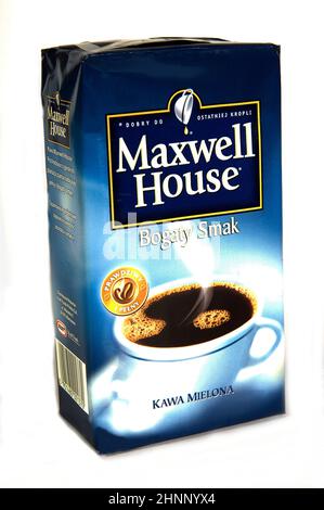 maxwell house café, sur fond blanc Banque D'Images