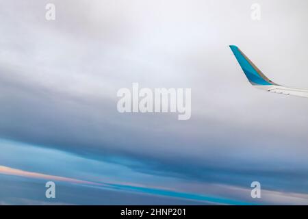 Vol au-dessus de l'Europe Allemagne à Majorque vue hors de l'avion. Banque D'Images