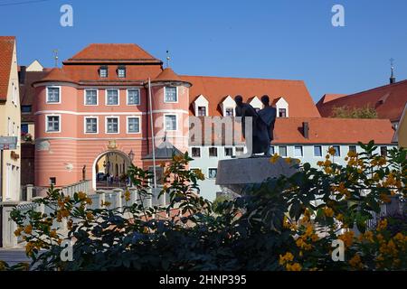 Allemagne, Bavière, Donauwörth, siège du comté, porte de ville, trajet Banque D'Images