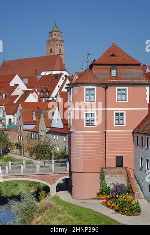 Allemagne, Bavière, Donauwörth, siège du comté, Liebfrauenmünster, Porte de la ville, voyage Banque D'Images