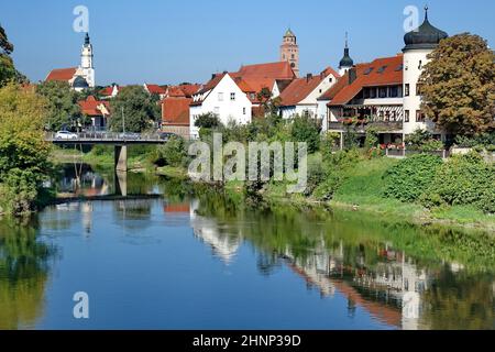 Allemagne, Bavière, Donauwörth, siège du comté, monastère bénédictin, Liebfrauenmünster, rivière Wörnitz, voyage Banque D'Images