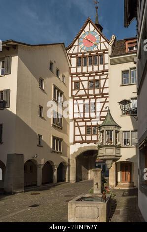 Porte de la ville dans la vieille ville historique de la ville médiévale de Stein am Rhein Banque D'Images