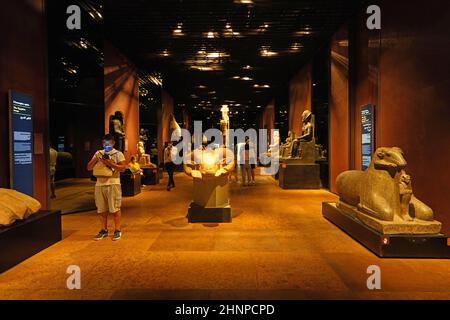 TURIN, ITALIE - 19 AOÛT 2021 : Galerie du roi au Musée égyptien de Turin, Italie Banque D'Images