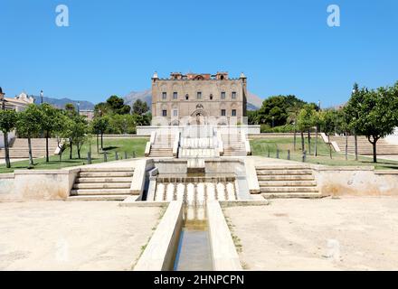 La Zisa, château arabo-normand de Palerme Sicile, Italie.Patrimoine mondial de l'UNESCO. Banque D'Images