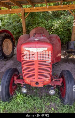 Oliver, ancienne marque de tracteur historique, dans la plantation Boone Hall Banque D'Images