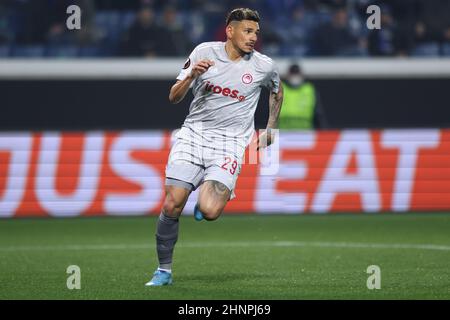 Bergame, Italie, 17th février 2022. Tiquinho Soares de l'Olympiacos FC lors du match de l'UEFA Europa League au Gewiss Stadium, Bergame. Le crédit photo devrait se lire: Jonathan Moscrop / Sportimage Banque D'Images