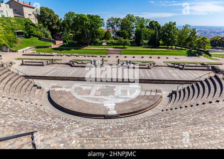 Amphithéâtre des trois Gaulois à Fourvière au-dessus de Lyon France Banque D'Images