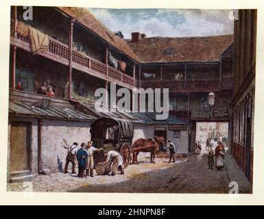 Old London, White Hart Inn, Southwark, 1884. Le quartier général de Jack Cade lorsqu'il a attaqué Londres en 1450. Philip Norman Banque D'Images