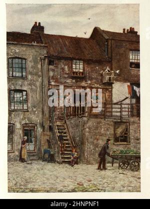 Vieux Londres, maisons anciennes, cour intérieure de White Hart Inn, Southwark, 1884. Philip Norman Banque D'Images