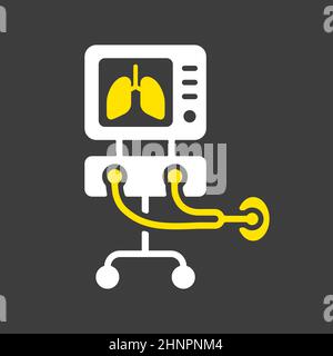 Icône de glyphe vecteur de ventilateur USI, thérapie médicale pour la ventilation des poumons. Soins intensifs pour COVID-19. Signe médical. Coronavirus Banque D'Images