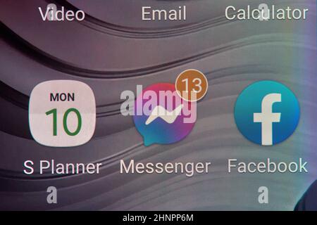 Notifications de messages non lus sur Facebook Messenger Banque D'Images