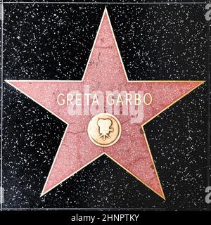 gros plan de Star sur le Hollywood Walk of Fame pour Greta Garbo Banque D'Images