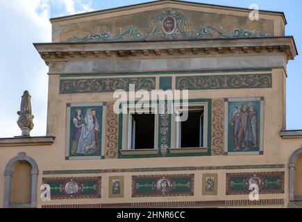 Gdansk, Pologne. Les façades des maisons patriciennes restaurées de Gdańsk dans le long marché Banque D'Images