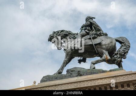 Statue Garibaldi avec détail cheval à Rovigo en Italie Banque D'Images