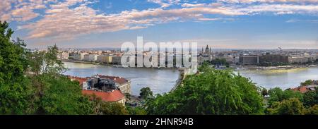 Vue panoramique sur le Danube à Budapest, Hongrie Banque D'Images