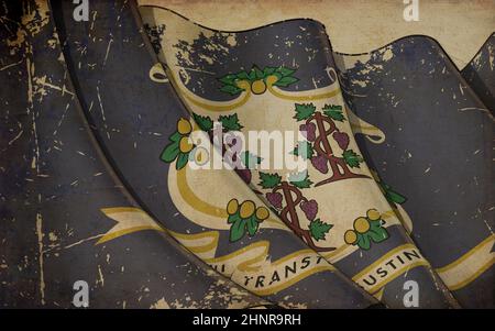 Illustration de fond d'un vieux papier avec une impression d'un drapeau de l'Etat du Connecticut Banque D'Images
