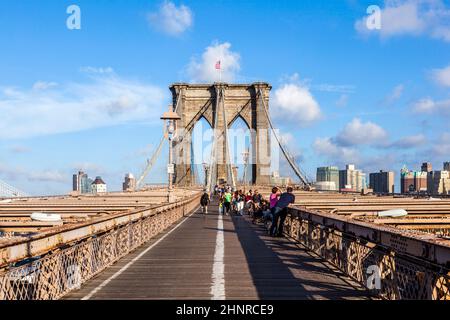 Pont de Brooklyn à New York Banque D'Images