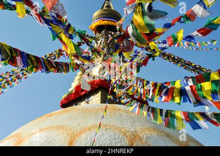 Grande stupa Bodnath à Katmandou, Népal Banque D'Images