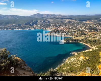 Paysages marins et montagnes de Calanques, criques de Cassis, France Banque D'Images