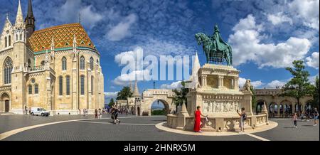 Place de la Sainte Trinité à Budapest, Hongrie Banque D'Images