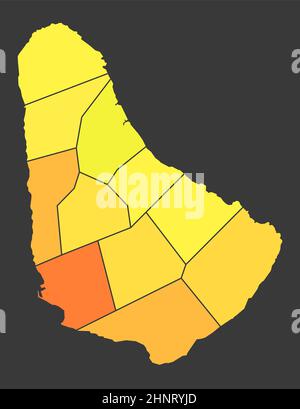 Carte de chaleur de la population de la Barbade comme illustration de densité de couleur Banque D'Images