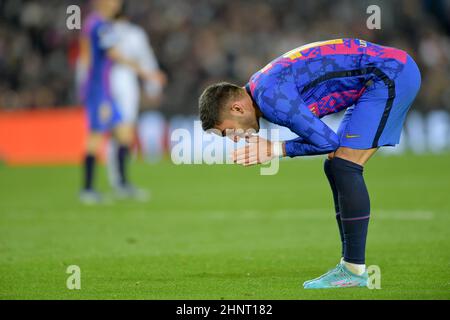 Barcelone,Espagne.17 février,2022. Ferran Torres (19) du FC Barcelone lors du match Europa League entre le FC Barcelone et la SSC Napoli au stade Camp Nou. Crédit : rosdemora/Alay Live News Banque D'Images