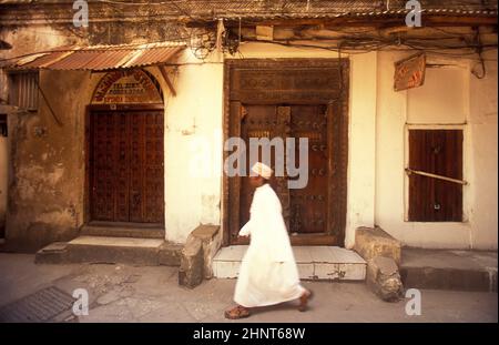 ZANZIBAR LES GENS DE VILLE DE PIERRE Banque D'Images