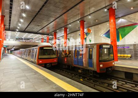 Métro Lisbonne Lisboa station Chelas au Portugal Banque D'Images