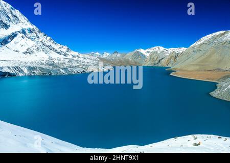 Lac Tilicho (4 919 m) dans la chaîne Annapurna de l'Himalaya, au Népal Banque D'Images