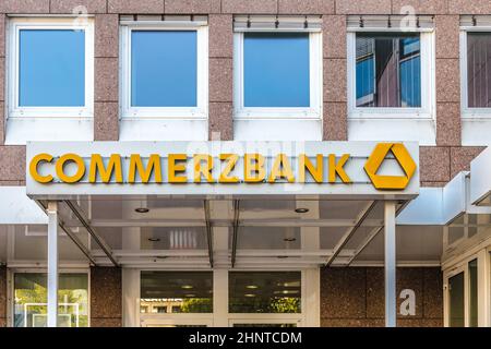 Entrée de la Commerzbank Banque D'Images