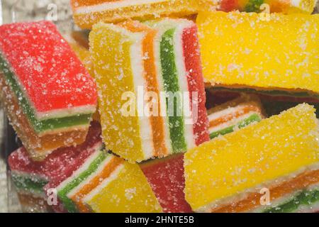 Gelée marmelade sucreries macro. Bonbons gros plan Banque D'Images