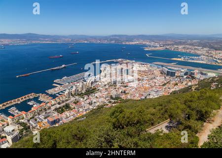 Gibraltar vue depuis le haut du Rocher Banque D'Images