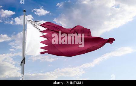 Drapeau du Qatar - drapeau de tissu d'ondulation réaliste Banque D'Images